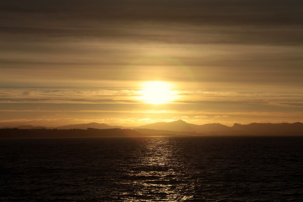 Tasmania sundown over the sea