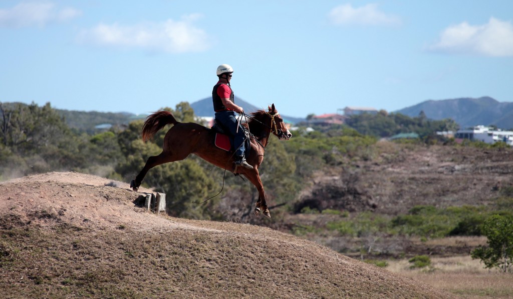 Stockman on his horse Koumac New Caledonia Stock race