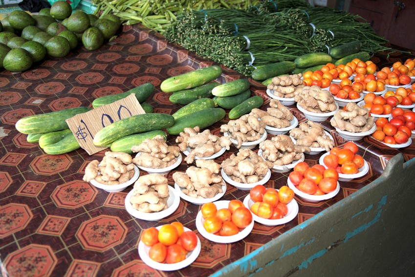 sigatoka fruit and vegetable market marche aux fruits et au legume ginger gingembre tomate tomatoe cumcumber concombre 