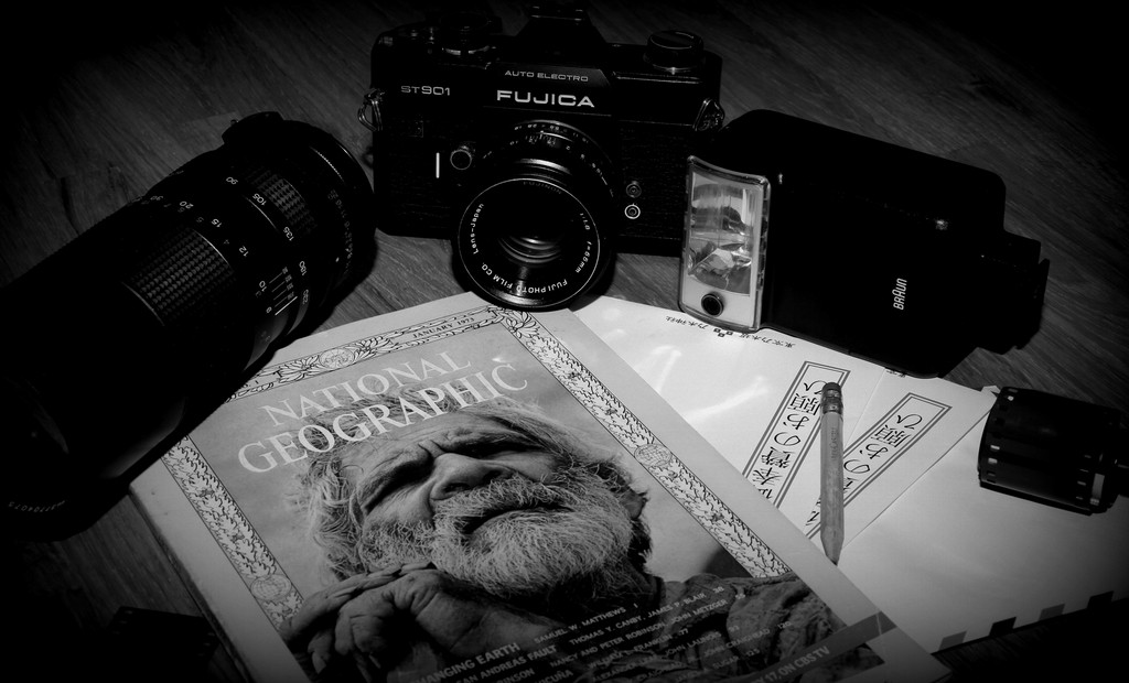 National Geographic Old picture Camera Fujica Black and White