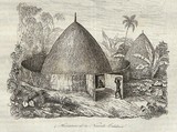 Estampe Habitations de la Nouvelle-Calédonie Voyage pittoresque autour du monde 1834 dessin de Louis Auguste de Sainson
