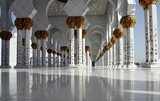 Inside white marbles Sheikh Zayed Grand Mosque Abu Dhabi United Arab Emirates